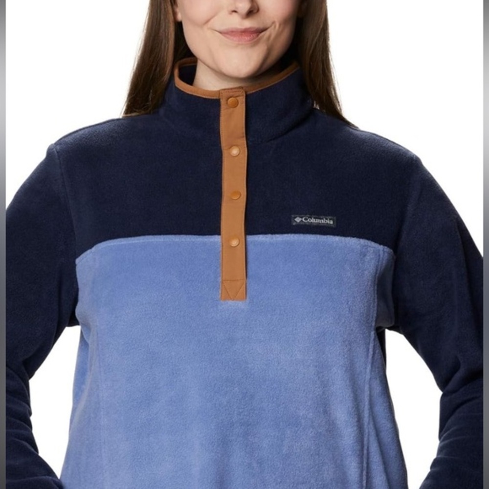 Columbia Women’s 1/4 Snap Fleece Jacket Size M 2 Tone Blue Soft Athletic